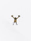 Aerial view of Labanoras forest with a frozen lake and snowy landscape, Svencionys, Lithuania.