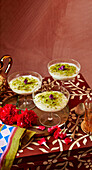 Firni - Afghan milk pudding with roses and pistachios
