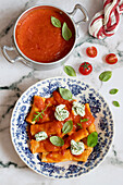 Rigatoni with fresh tomato passata and ricotta
