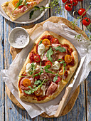 Italian pinsa with ham