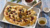 Focaccia with olives and dried tomatoes