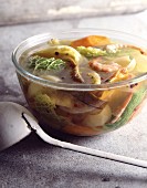 Cabbage, haddock and shrimp soup
