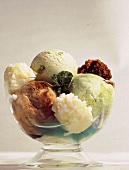 Sorbets apple green lemon ice cream tiramisu and curaçao