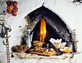 Cretan meal cooked in traditionnal wood fire oven