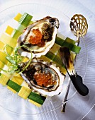 Oysters with caviar
