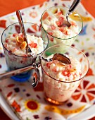 Rice pudding with almonds and pomegranates