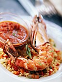 Roast camaron prawn with spices and wheat