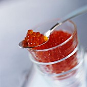 glass of salmon roe with spoon