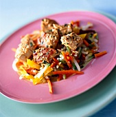 Stir fried chicken with beansprouts