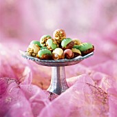 Marzipan-stuffed dates and walnuts