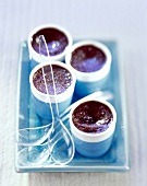 Small pots of Normandy chocolate cream dessert