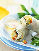 Spring roll with crab and mixed vegetables