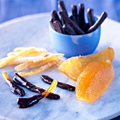 candied orange rind dipped in chocolate