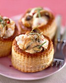 Monkfish vol-au-vents with lobster bisque sauce