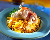 Sole in white butter with saffron and almond rice
