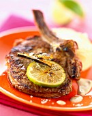 Veal chop with lemon and licorice