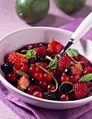 Iced summer fruit soup with lime