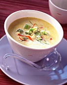 Spicy chicken, coconut and kiwi soup