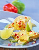 Pear and lime fruit salad with pimento