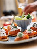 Smoked salmon and fresh goat's cheese appetizers