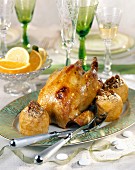 Roast duck with orange and apples stuffed with dried fruit