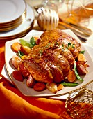 Roast veal with spring vegetables