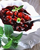 Bigarreau cherry and red wine soup