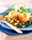 Warm pan-fried mixed vegetables