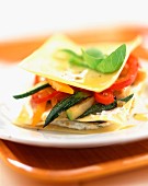 Layered lasagne pasta and vegetable sandwich