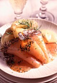 Marinated salmon with peppered herbs