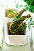 Lamb chops coated in herbs and pistachios