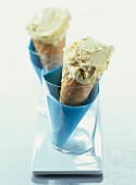 Vanilla ice cream cones in glass