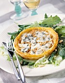 Roquefort and walnut flaky pastry tart