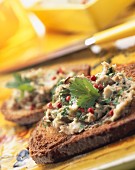 Mackerel and coriander rillettes terrine on toast