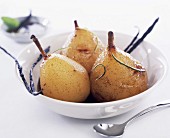 Poached pears with vanilla and lime