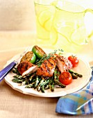 Grilled chicken with asparagus