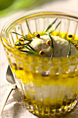 Goat's cheese in olive oil with Provence herbs (Topic : olive oil cooking)