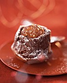 Moist chocolate and candied chestnut dessert