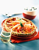 Tarte basquaise (Herzhafte Paprika-Tomaten-Tarte mit Rohschinken, Frankreich)