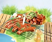 Spicy Merguez sausages on rack