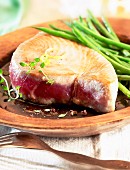 bluefin tuna steak and green beans