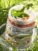 Lobster-spiny lobster, cream and guacamole canapé sandwich (topic: summer snacks)