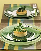 Individual garlic and creamed parsley flans