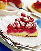 Raspberry upside down tart