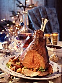 Roast haunch ot baby boar with pan-fried christmas vegetables (topic: christmas cooking)