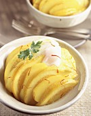 Potatoes with preserved lemon and soft-boiled egg