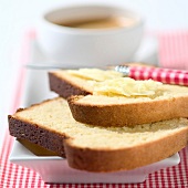 Slices of sweet bread with butter