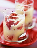 Strawberry and meringue Sabayon dessert