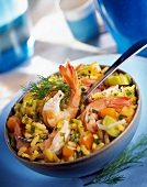 Saffron rice with prawns