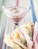 Pink cocktail and spinach filo pastry pies